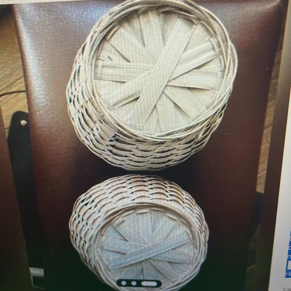 Set of 2 White Woven Baskets for plants